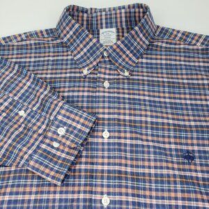 BROOKS BROTHERS Shirt Mens 2XL Regent Original Polo Non-Iron Supima Plaid Blue